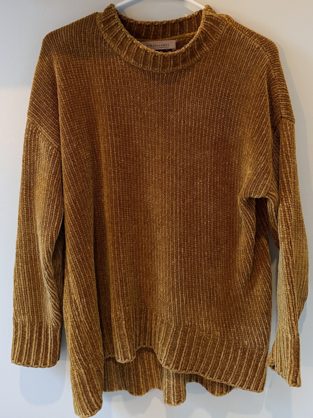 Philosophy Ribbed Chenille Crewneck Sweater in Mustard Gold